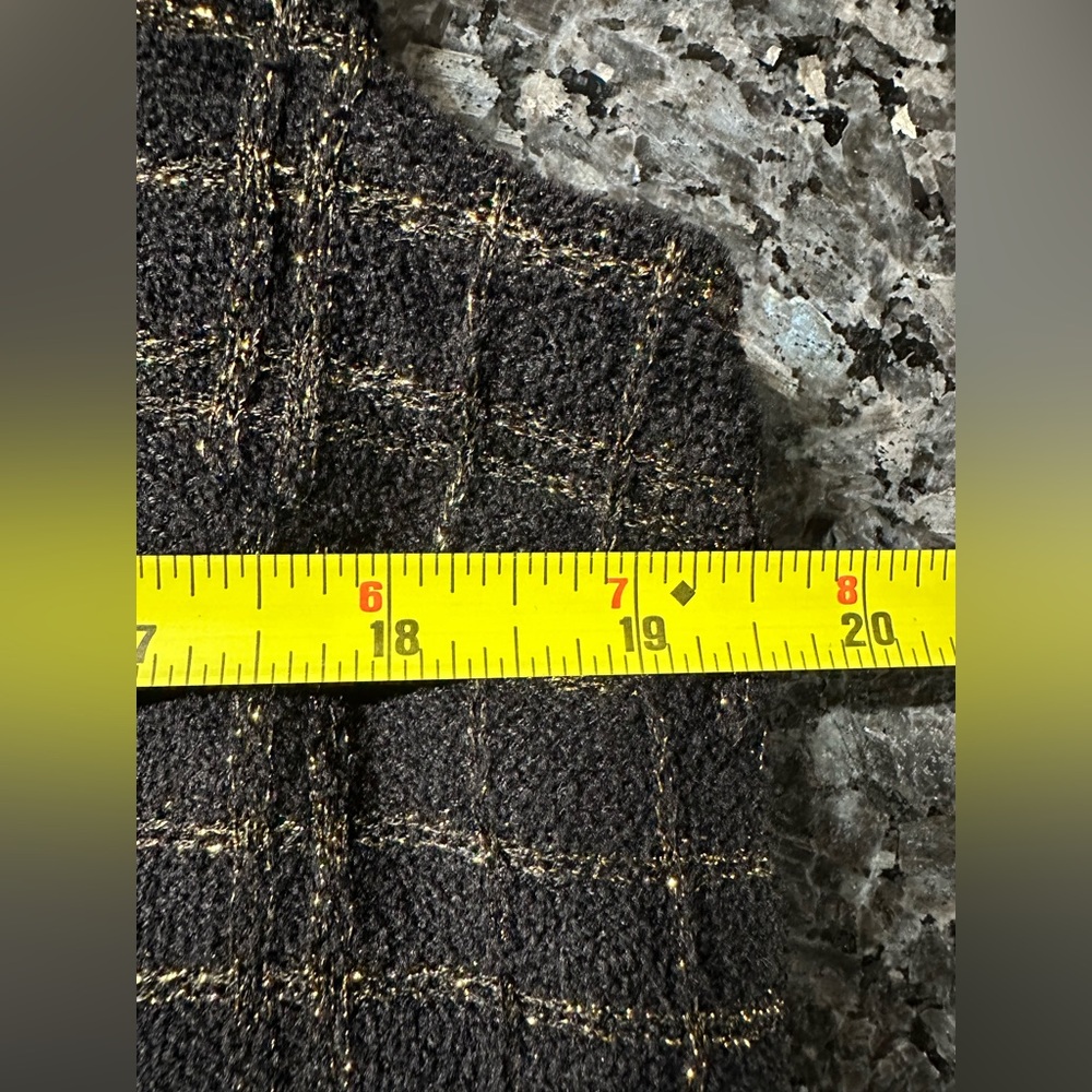St. John Couture Collection Black Gold Metallic Shimmer Wool Dress Size 10 Med - Picture 14 of 16